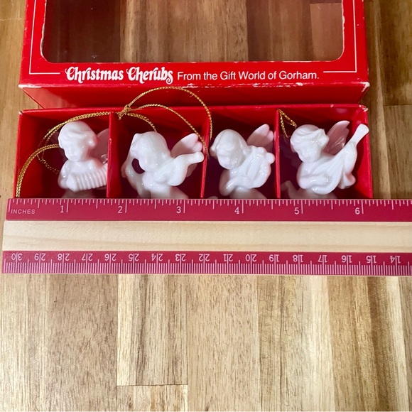 Vintage Gorham Christmas Cherubs Pure White Glazed Porcelain Musical Instruments - Picture 10 of 12